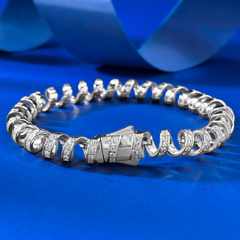 Luxury Coil Wrap Pavé Bracelet - Sterling Silver - Sterling Silver (925) fine jewelry