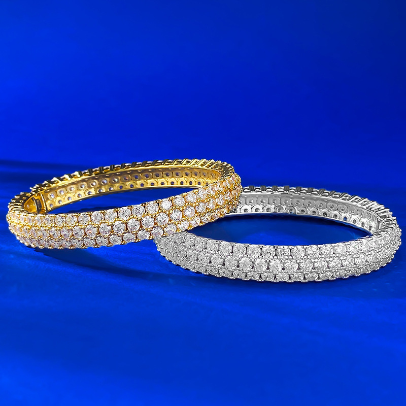 Luxury Pavé Bangle - Premium Metal - Sterling Silver (925) fine jewelry