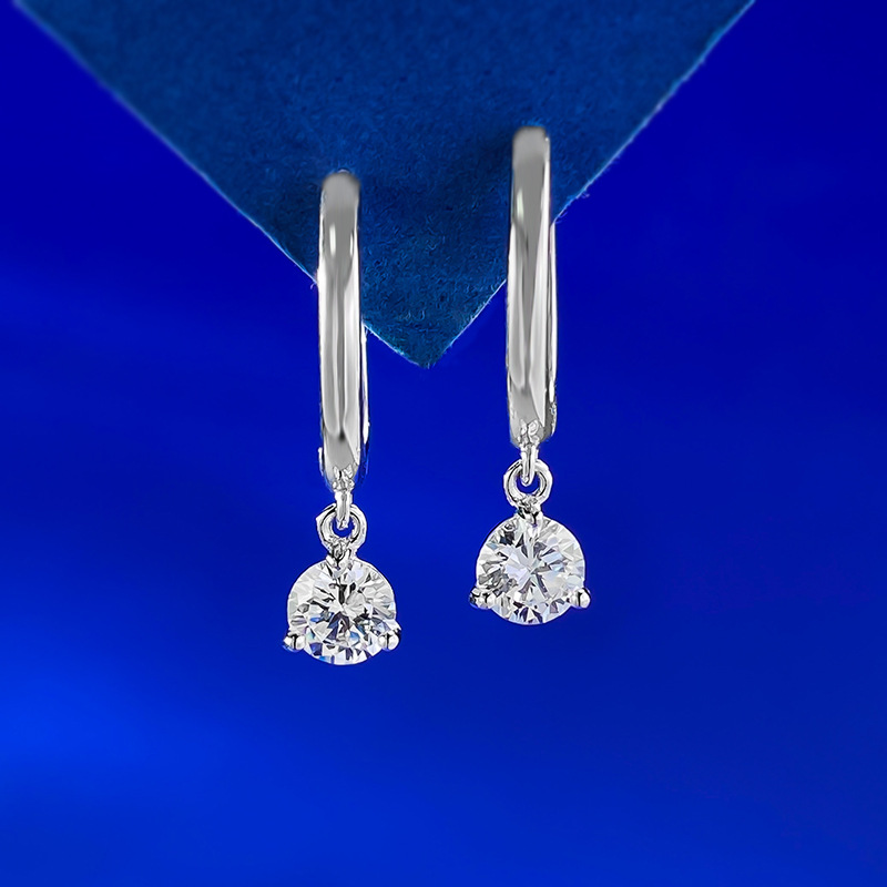Small Diamond Hoop Earrings - 0.30ct Sterling Silver - Sterling Silver (925) fine jewelry