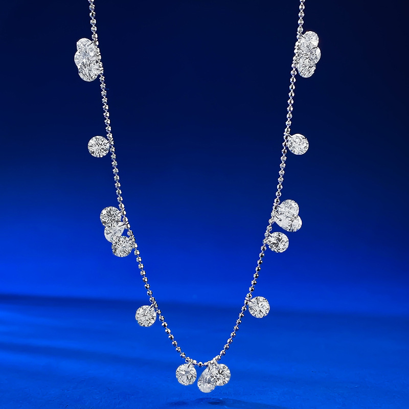 Starry Sky Diamond Teardrop Necklace - Sterling Silver - Sterling Silver (925) fine jewelry