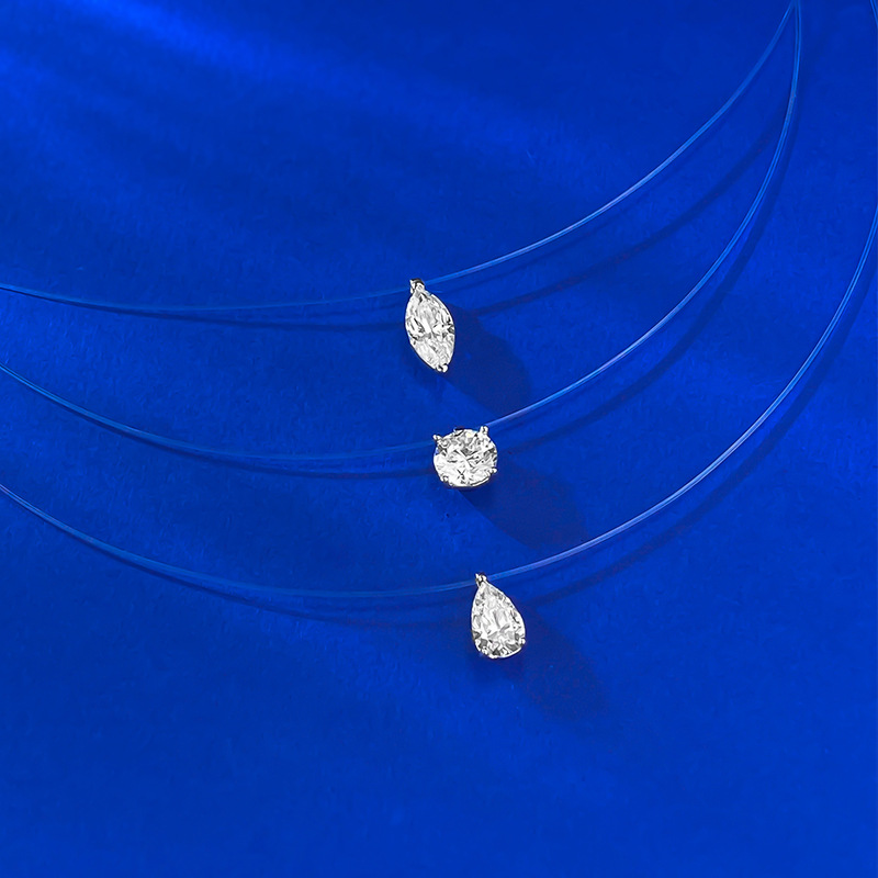 Invisible Fishing Line Necklace - Sterling Silver - Sterling Silver (925) fine jewelry