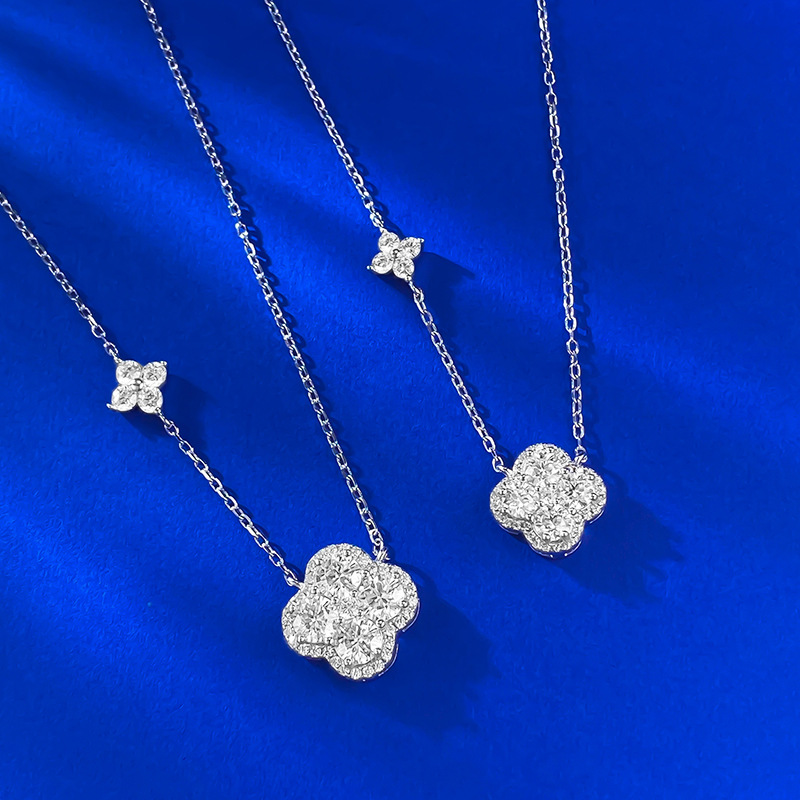 Four Leaf Clover Moissanite Pendant - 0.50ct Sterling Silver - Sterling Silver (925) fine jewelry