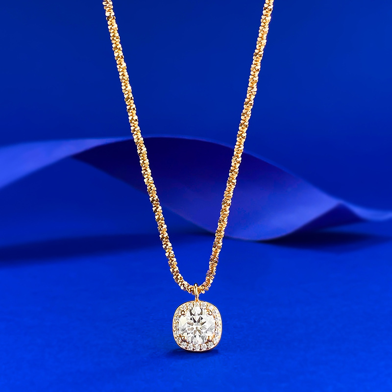 Champagne Gold Moissanite Pendant - 1.0ct Sterling Silver - Sterling Silver (925) fine jewelry