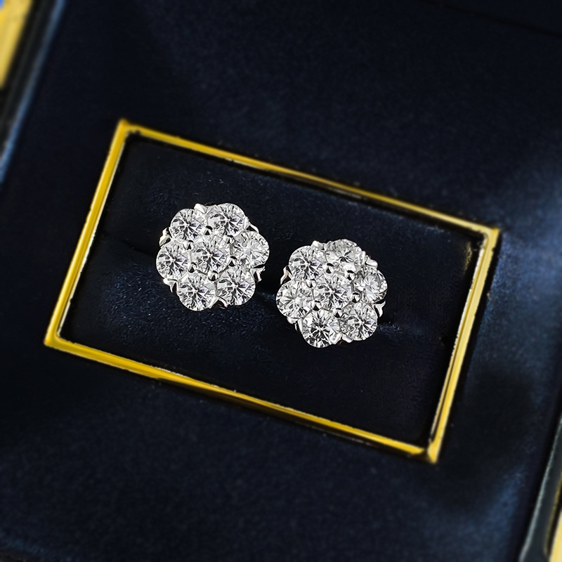 Moissanite Flower Pavé Pendant - Sterling Silver - Sterling Silver (925) fine jewelry