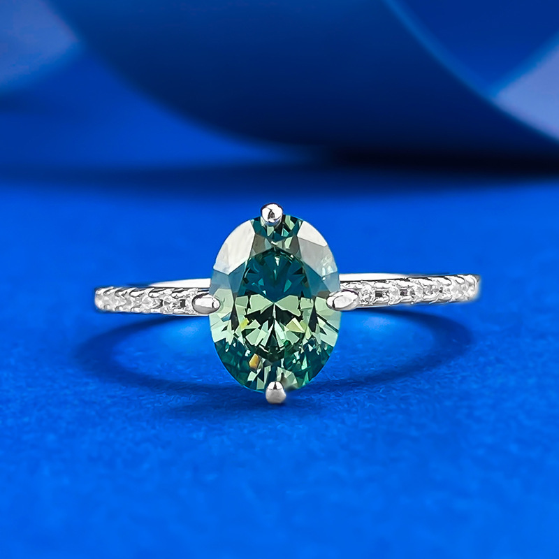 Emerald Green Tourmaline Ring - 6x8mm Sterling Silver - Sterling Silver (925) fine jewelry