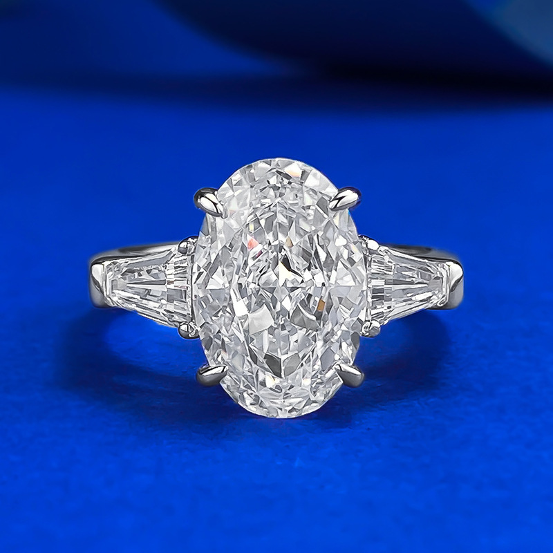 Ice Brilliant Cut Engagement Ring - 8x12mm Sterling Silver - Sterling Silver (925) fine jewelry