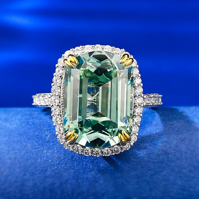 Tourmaline Green Solitaire Ring - 10x14mm Sterling Silver - Sterling Silver (925) fine jewelry