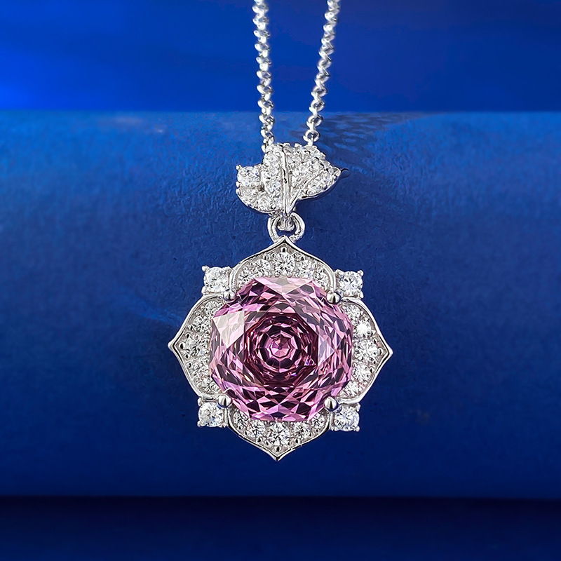Rose Petal Pendant - 10mm Purple Sterling Silver